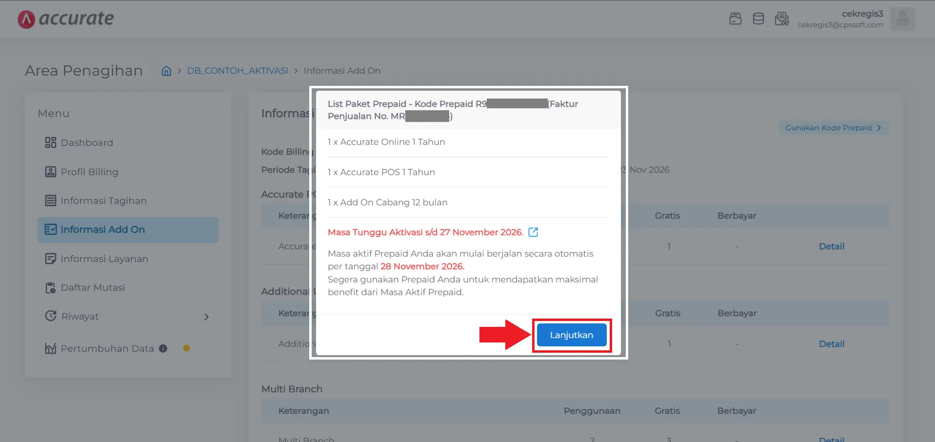 penggunaan paket add-on